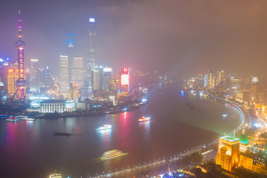 航拍上海城市夜景129
