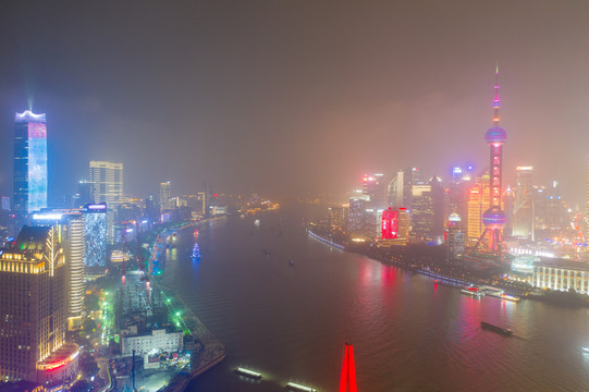 航拍上海城市夜景130