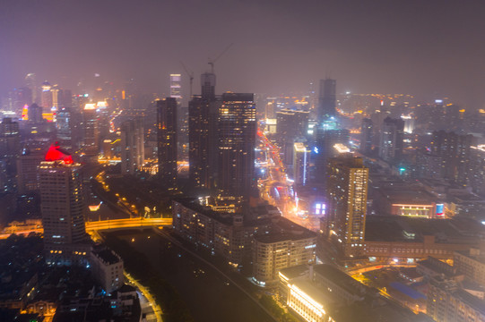 航拍上海城市夜景141