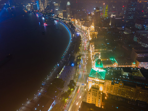 航拍上海城市夜景156