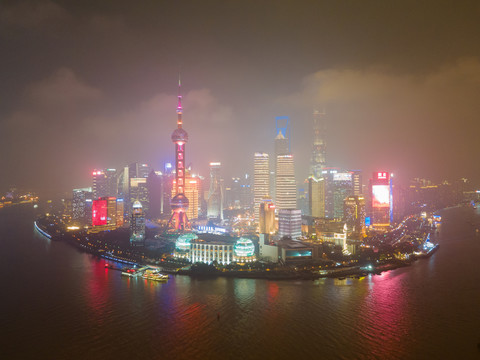航拍上海城市夜景158