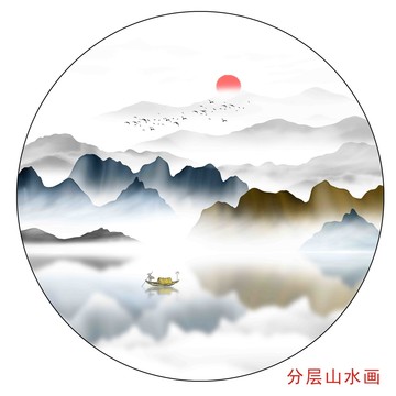 禅意水墨山水画