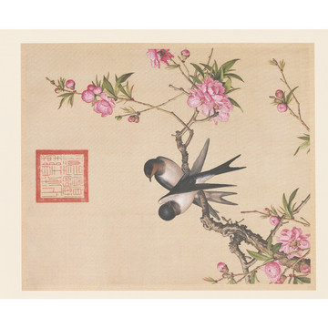 郎世寧桃花圖