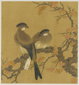 趙伯駒花鳥圖鳳頭雙鳥圖