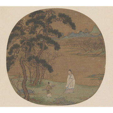 燕文貴松陰策杖圖
