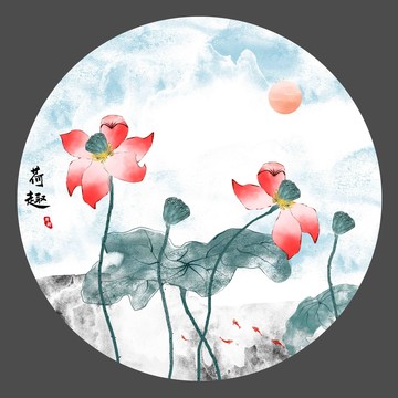 荷花裝飾畫