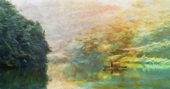江景油畫