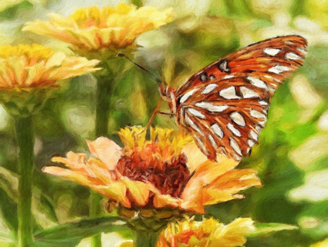 蝶戀花油畫