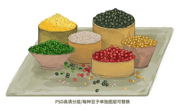 五谷杂粮农产品手绘插图