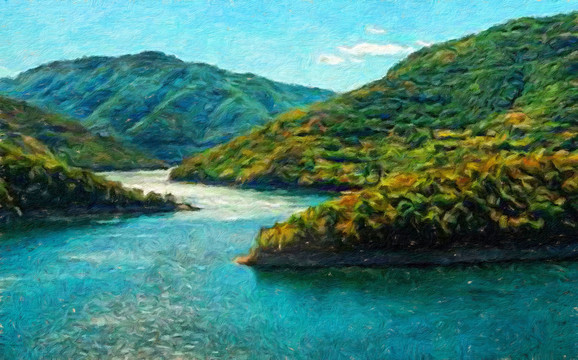 山水美景油畫
