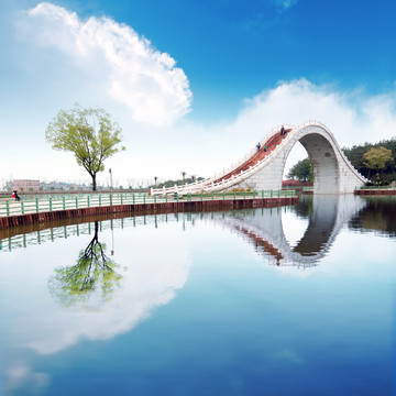 苏州园林的桥梁和湖泊