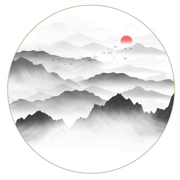 禪意水墨山水畫