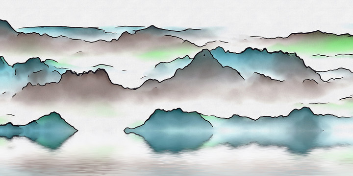 水墨山水背景墻
