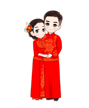 中式婚礼相拥