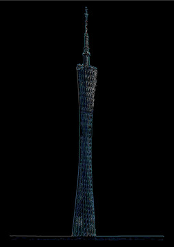 廣州塔線描稿