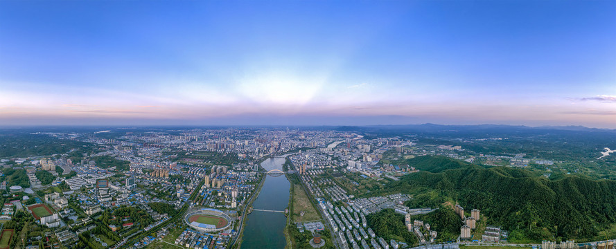 鸟瞰城市山水风光全景大图