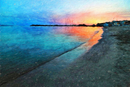 海港油畫