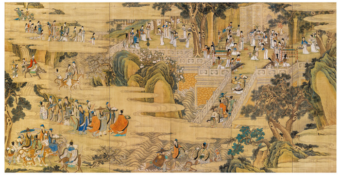 任渭長群仙祝壽圖佛道