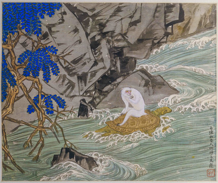 任熊姚燮詩(shī)意圖冊(cè)第五開(kāi)白猿如老人