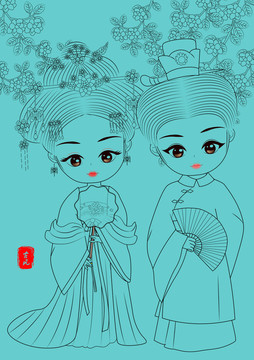 情侶插畫素描