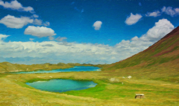 草原油畫