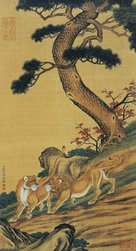 郎世寧雙獅圖