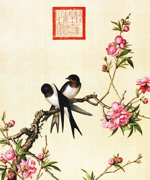 郎世寧桃花圖