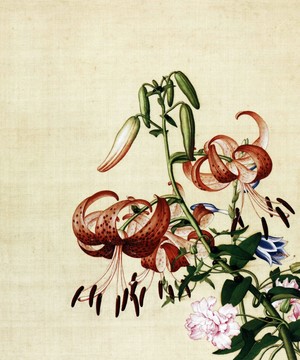 郎世寧百合花纏枝牡丹圖