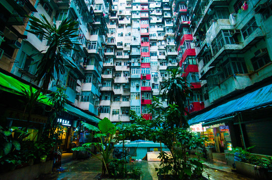 香港拥挤的平民区住宅