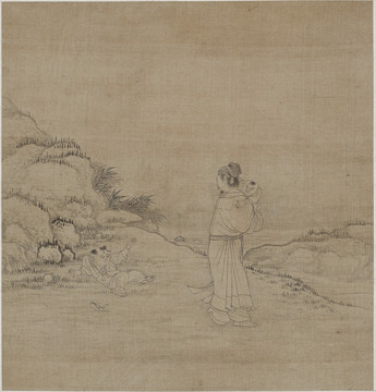 錢選白描人物故事圖