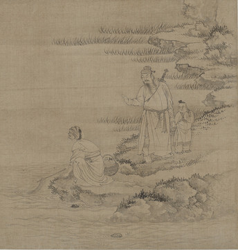 錢(qián)選白描人物故事圖
