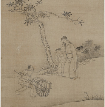 錢選白描人物故事圖