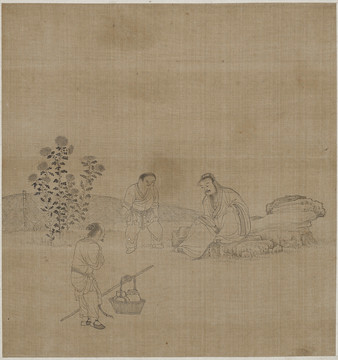 錢選白描人物故事圖