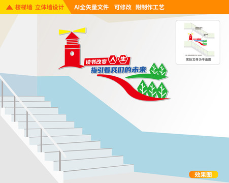 讀書樓梯文化墻