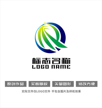 RQ字母QR标志飞鸟logo