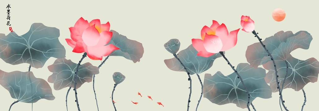 荷花裝飾畫
