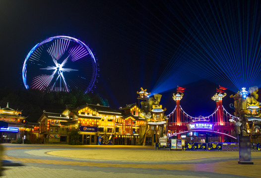 摩天轮夜景渝乐小镇夜景