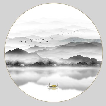 水墨山