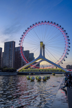 天津海河摩天轮夜景