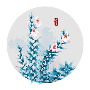 手繪植物鹿茸草