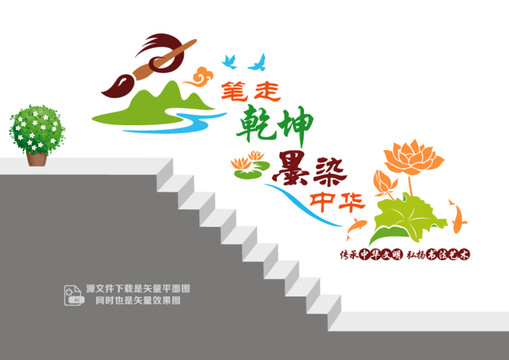 書法藝術(shù)階梯宣傳欄