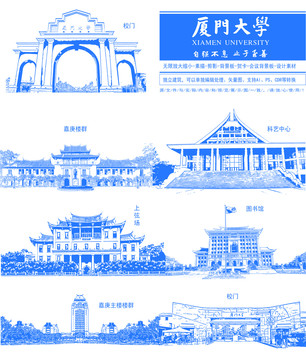 厦门大学手绘中国大学系列