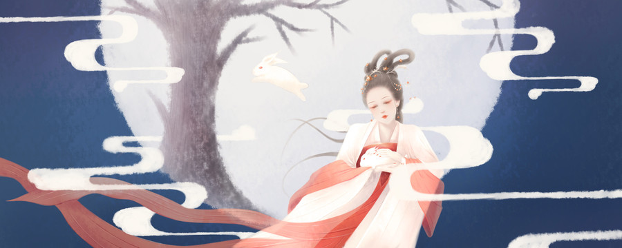嫦娥中秋兔子飛天古代神仙美女