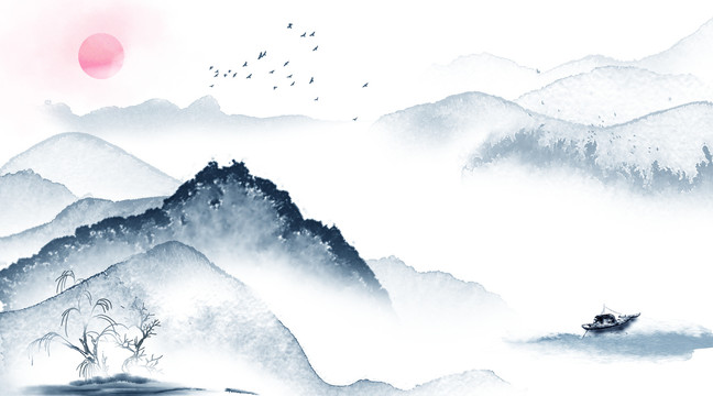 水墨山水裝飾畫