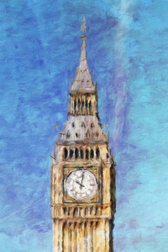 英国大钟油画