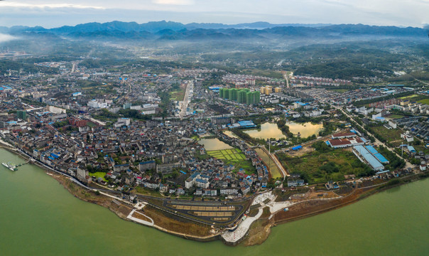 宜都市枝城镇全景图