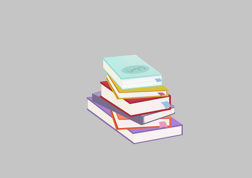 卡通學(xué)校教育學(xué)習(xí)一摞書籍插畫