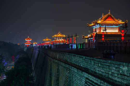 陕西省西安城墙夜景