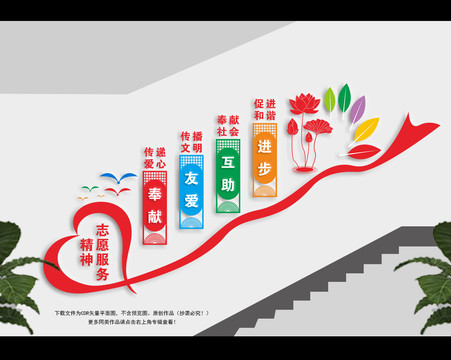 樓梯間志愿服務(wù)精神文化墻