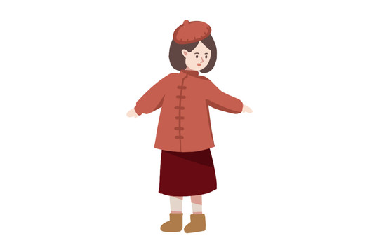 卡通可愛的小女孩插畫